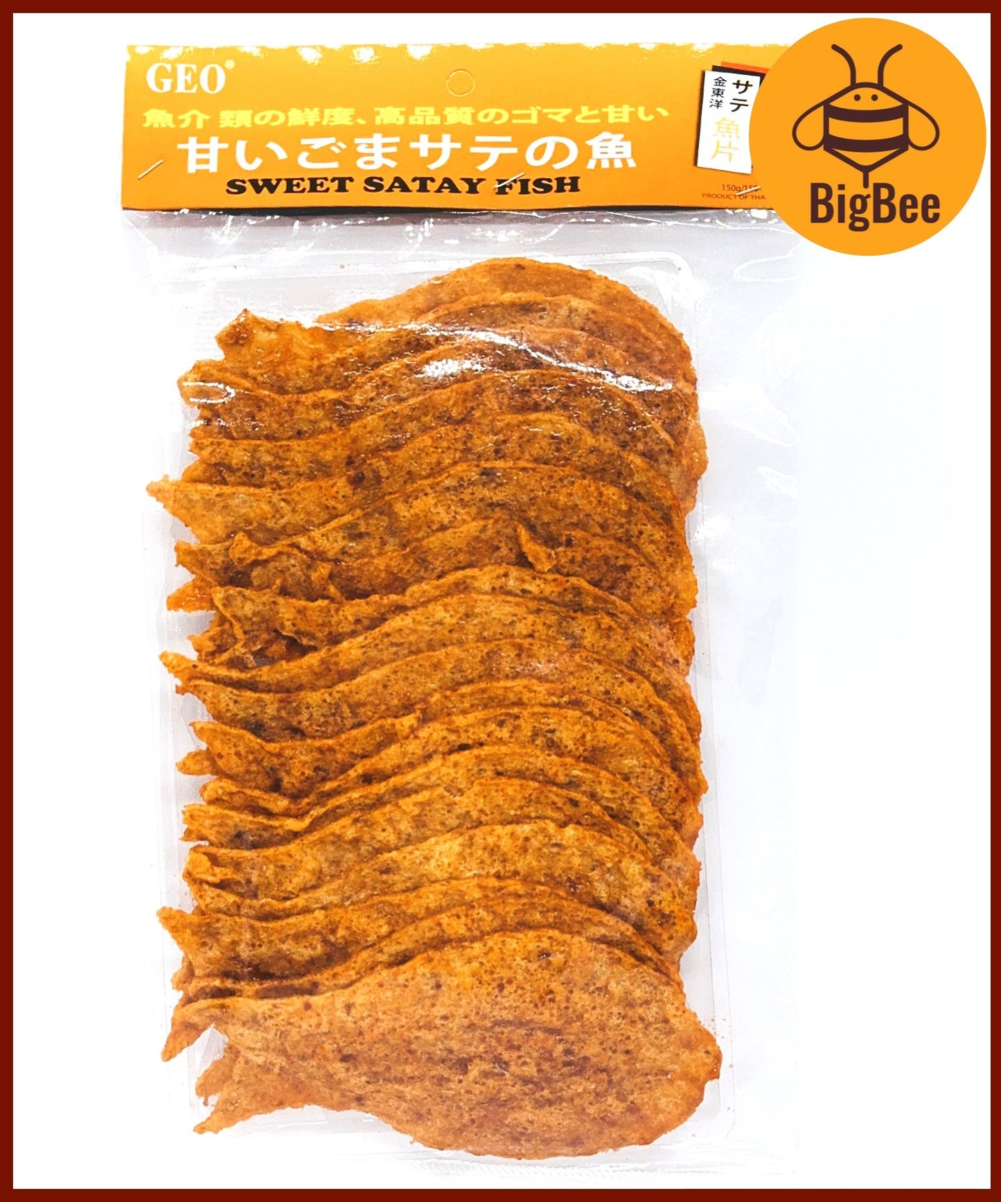 Geo Satay Fish Snack - 150g/pkt Square Shape / Fish Shape GEO Golden East Ocean Satay Fish 金东洋 沙爹鱼片 Satay Fish Snack