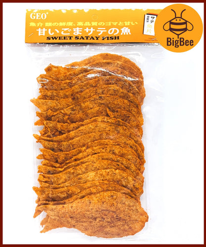 Geo Satay Fish Snack - 150g/pkt Square Shape / Fish Shape GEO Golden East Ocean Satay Fish 金东洋 沙爹鱼片 Satay Fish Snack