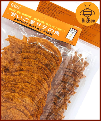 Geo Satay Fish Snack - 150g/pkt Square Shape / Fish Shape GEO Golden East Ocean Satay Fish 金东洋 沙爹鱼片 Satay Fish Snack