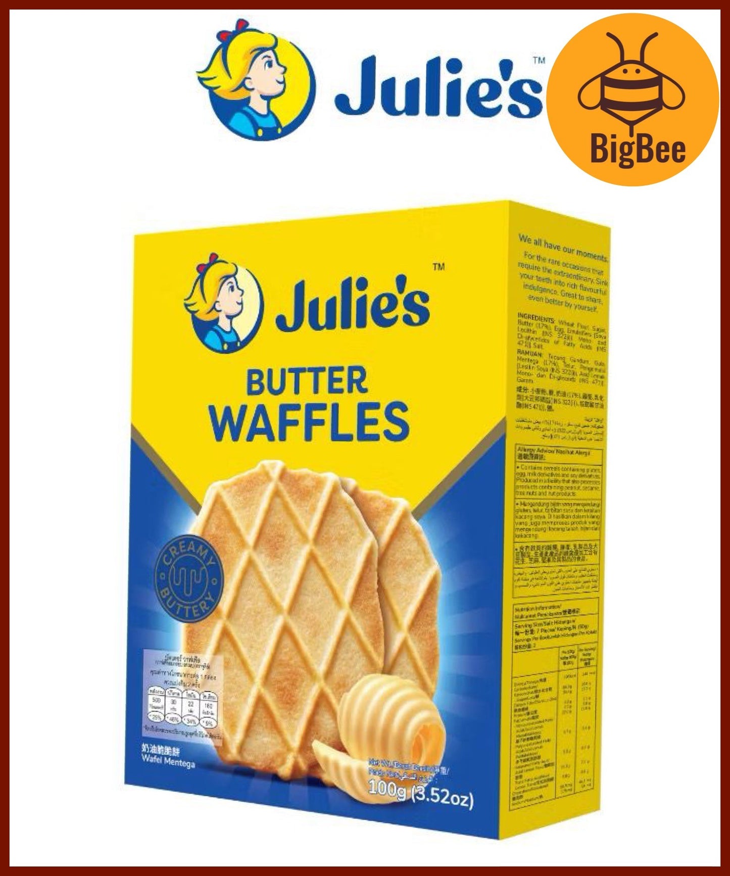 Julie's Sandwich Waffles Crackers Oat 25 Biscuit Series - Butter Crackers / Peanut Butter / Cheese / Lemon / Dark Choco