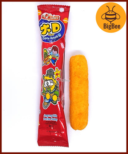 Q Plus Big D Corn Stick - 6g x 20pkts (Halal) Jagung Stik Perisa Satay Kari Curry Flavour BBQ Taste 大D棒 Corn Snack Old School Chips
