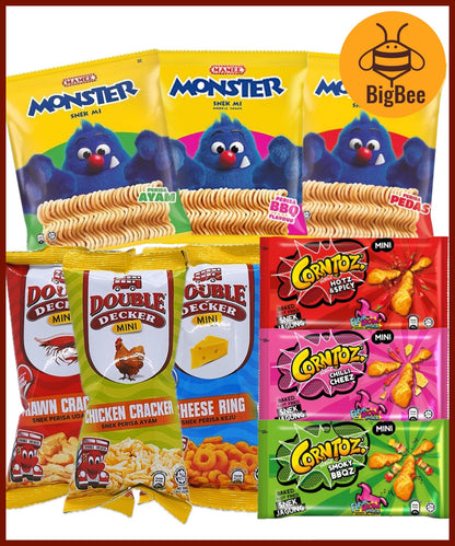 [Bundle 10pkts] Mini Corntoz / Mamee Monster Noodles / Mini Double Decker Chili Cheez Hotz Spicy BBQ Chicken Prawn Chees