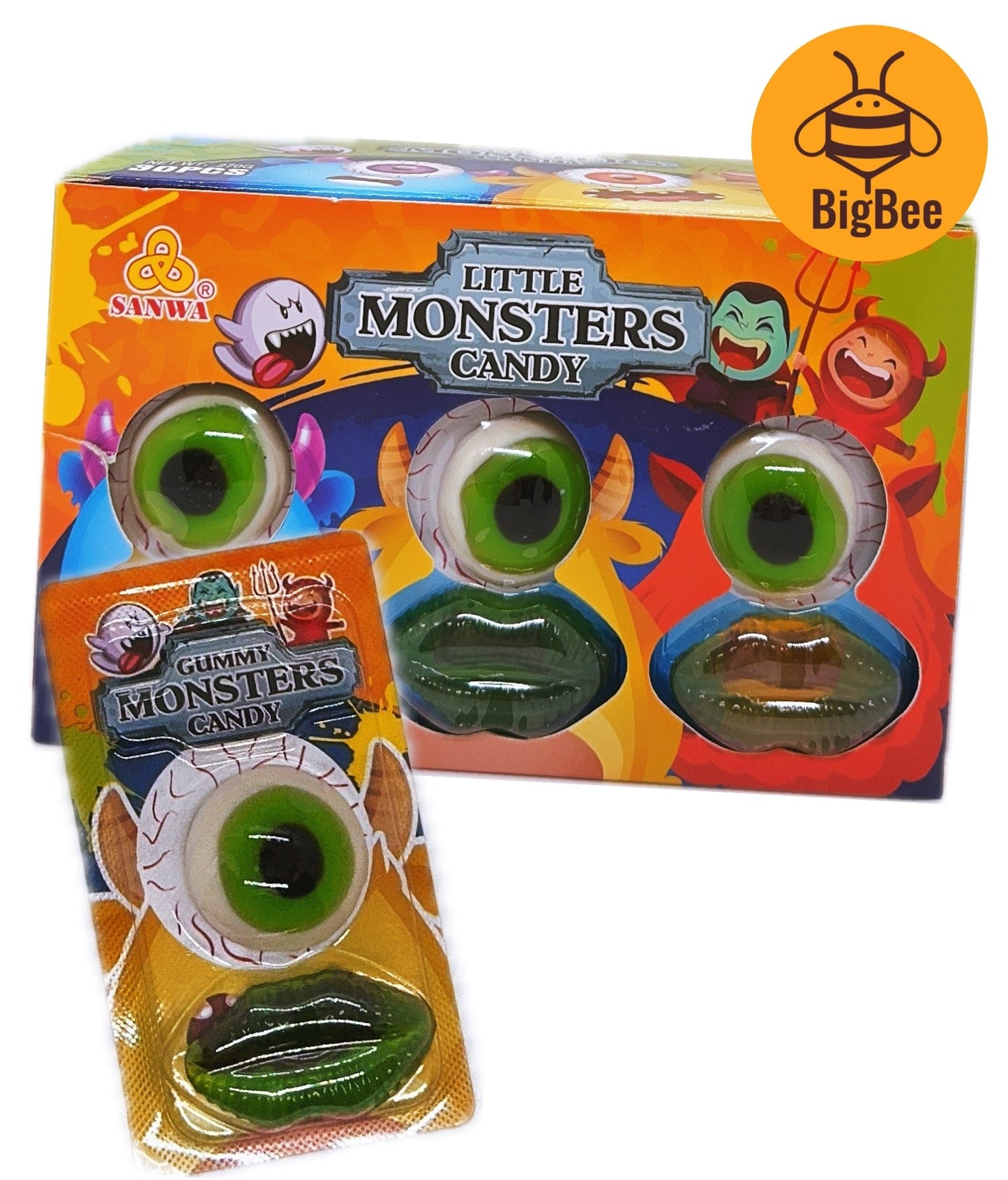 Sanwa Little Monster Candy - 9g x 10pcs / 30pcs Eye Ball Gummy Candy (Halal) Viral Candy Mata Little Monster Gummy Candy