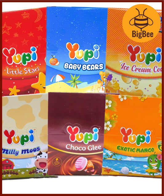 Yupi Gummy-12pcs/24pcs (1box) Baby Bear / Little Star / Exotic Mango / Choco Glee / Milly Moos / Ice Cream Cone (Halal)