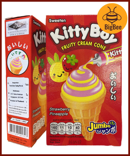 Kitty Boy Fruity Cream Cone - 26g/pack Strawberry Pineapple (Halal)