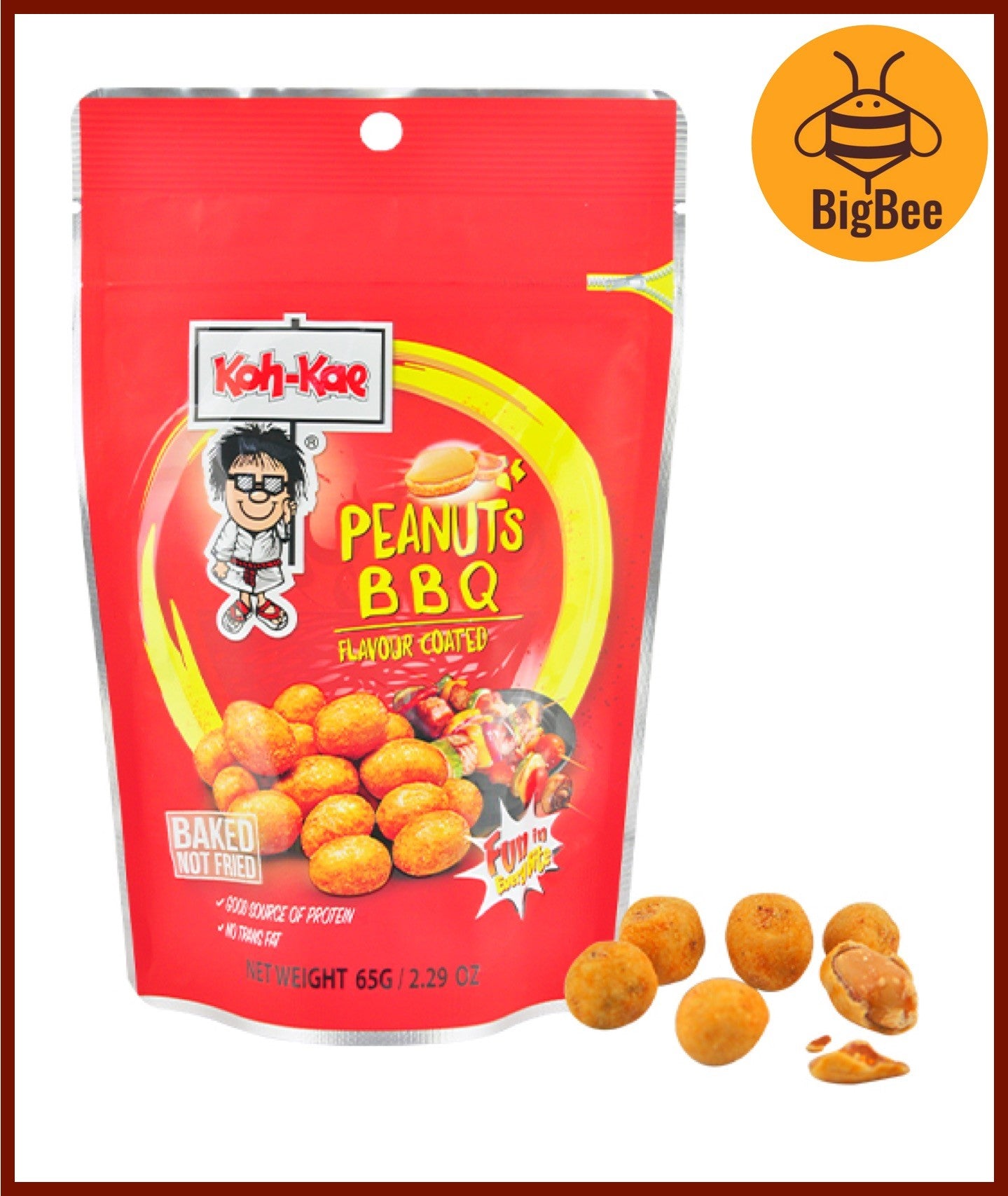 Koh-Kae-65g/pkt Peanuts Chicken/ BBQ /Peanuts Mala/Peanuts Sriracha Chilli Coated Thai Spicy Mixed Nuts Squid Green Peas