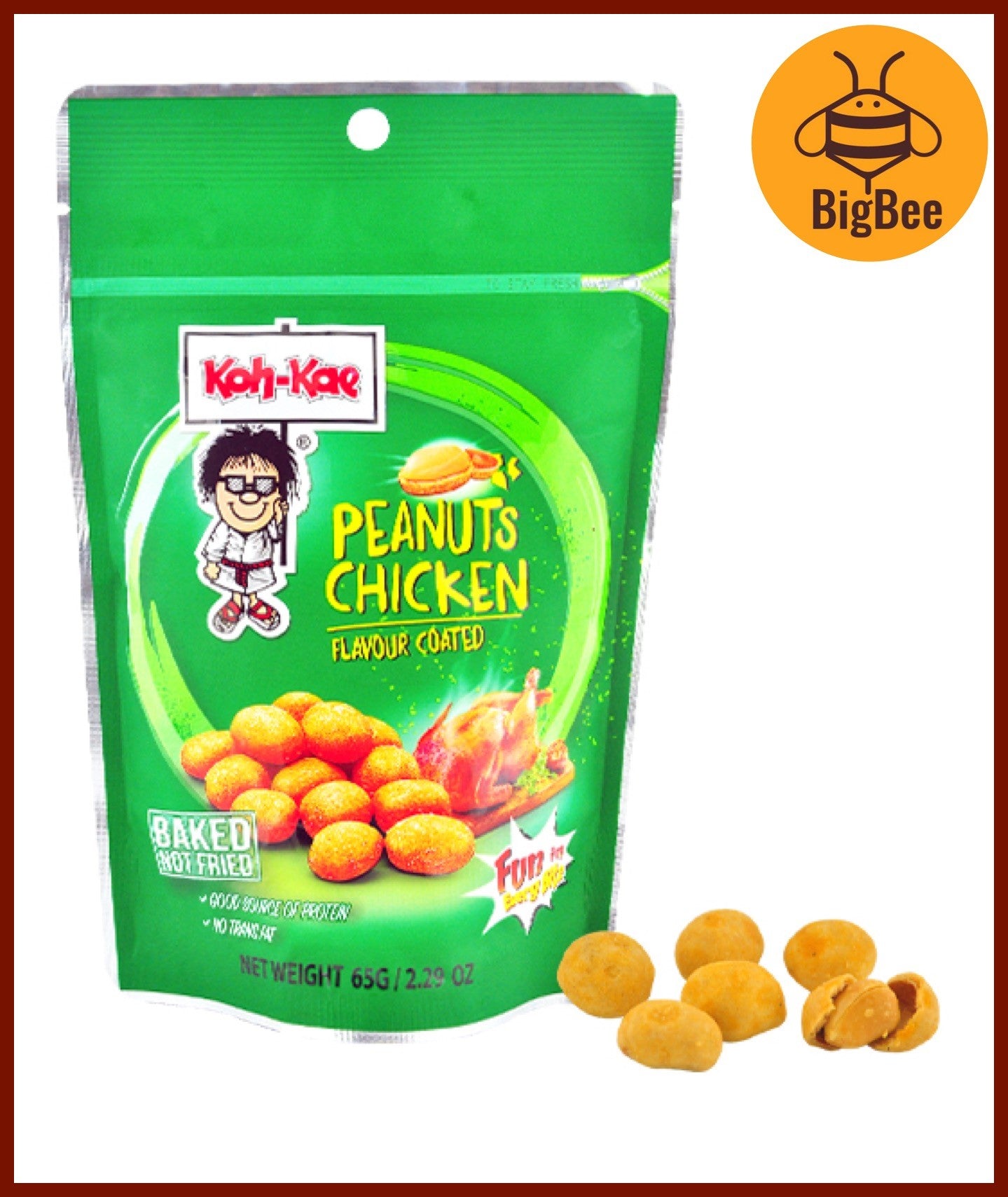 Koh-Kae-65g/pkt Peanuts Chicken/ BBQ /Peanuts Mala/Peanuts Sriracha Chilli Coated Thai Spicy Mixed Nuts Squid Green Peas