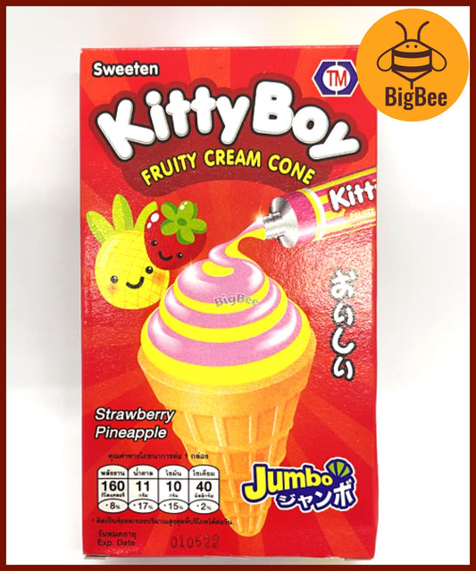 Kitty Boy Fruity Cream Cone - 26g/pack Strawberry Pineapple (Halal)