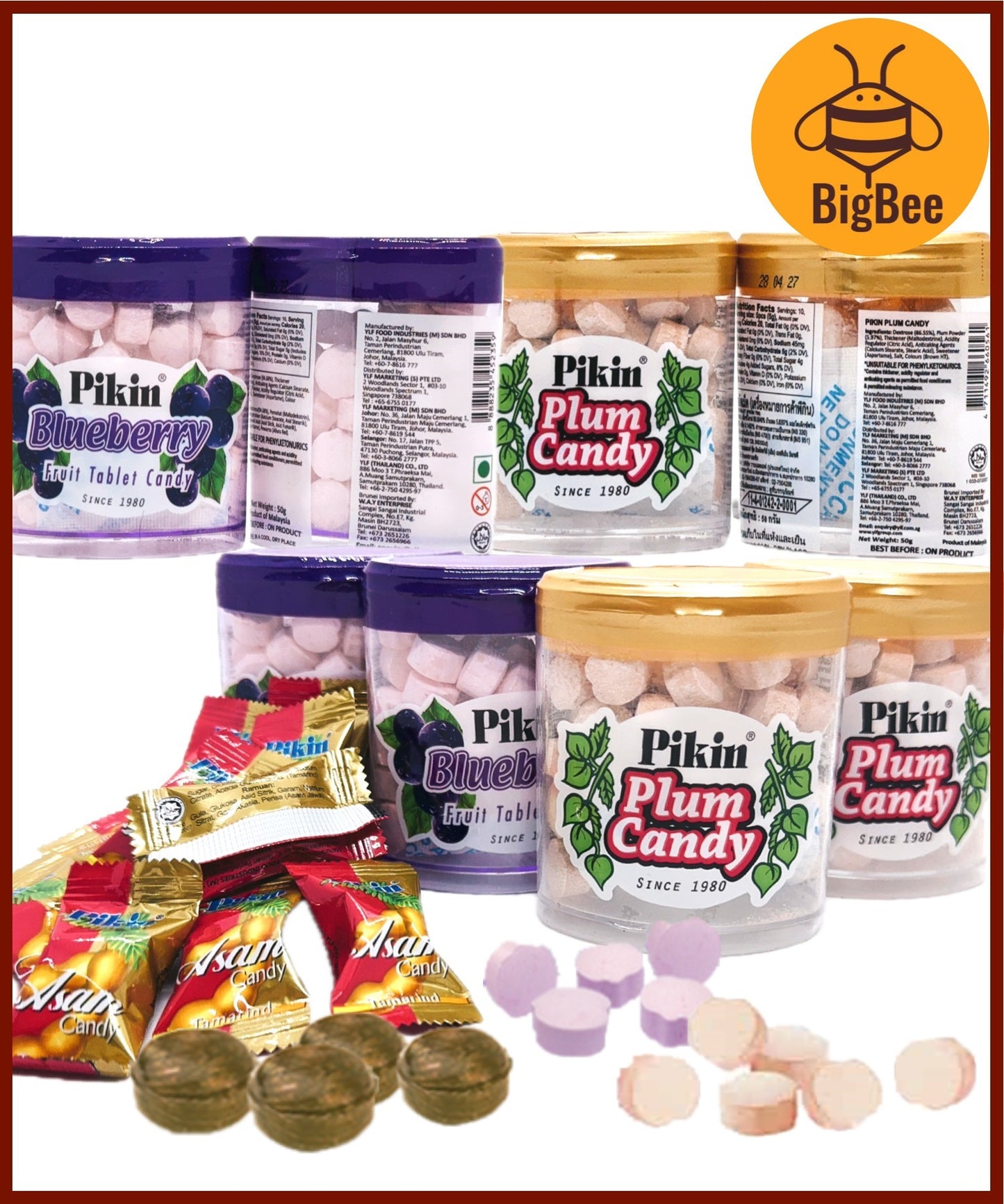 Pikin Candy-50g Pikin Plum Candy / Blueberry Candy / Assam Candy / Plum Tablet / Blueberry Tablet / Asam Tamarind Candy