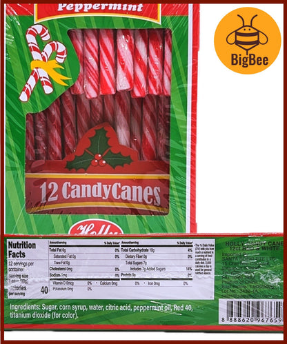 Candy Canes - 12's/box (120g) Red & White Peppermint / Red White & Green Peppermint / Rainbow Cherry Candy Canes X'mas