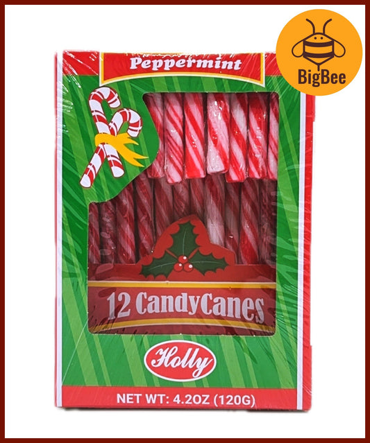 Candy Canes - 12's/box (120g) Red & White Peppermint / Red White & Green Peppermint / Rainbow Cherry Candy Canes X'mas