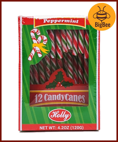 Candy Canes - 12's/box (120g) Red & White Peppermint / Red White & Green Peppermint / Rainbow Cherry Candy Canes X'mas