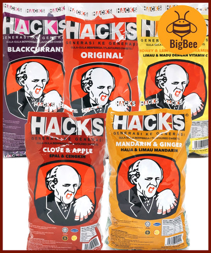 Hacks Candy - 1.8kg/pkt Classic Regular / Honey Lemon / Blackcurrant / Mandarin Ginger / Clove Apple / Halia Limau