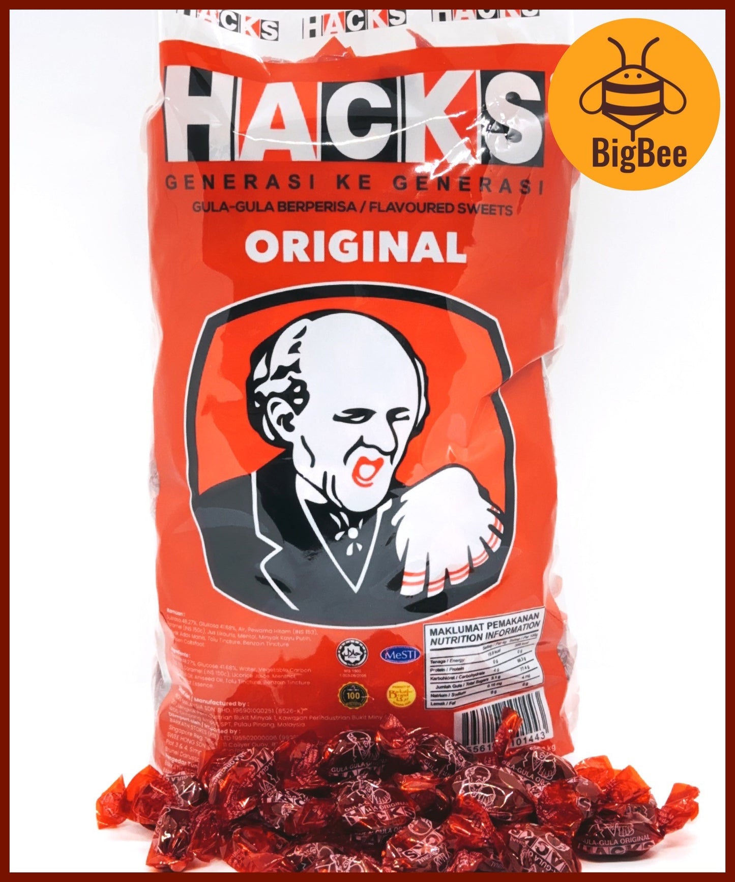 Hacks Candy - 1.8kg/pkt Classic Regular / Honey Lemon / Blackcurrant / Mandarin Ginger / Clove Apple / Halia Limau