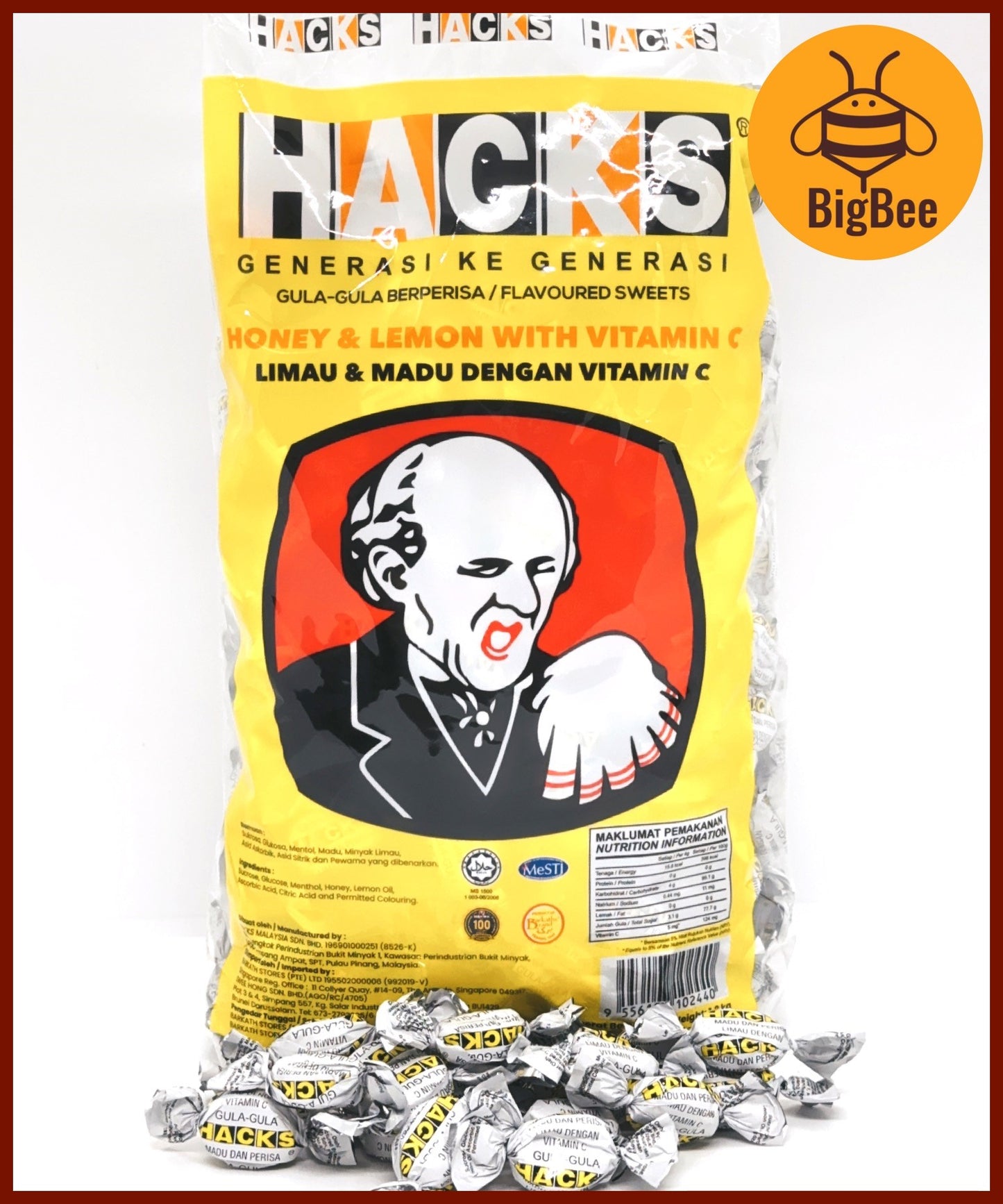 Hacks Candy - 1.8kg/pkt Classic Regular / Honey Lemon / Blackcurrant / Mandarin Ginger / Clove Apple / Halia Limau