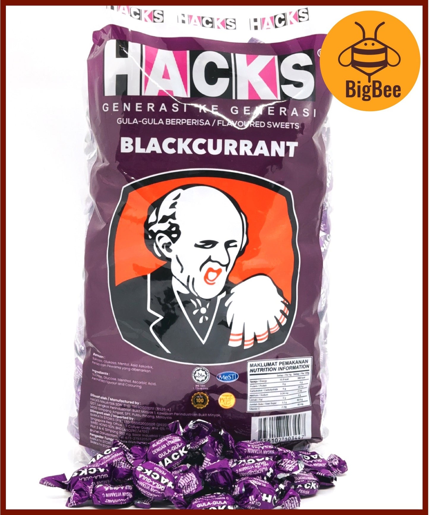 Hacks Candy - 1.8kg/pkt Classic Regular / Honey Lemon / Blackcurrant / Mandarin Ginger / Clove Apple / Halia Limau