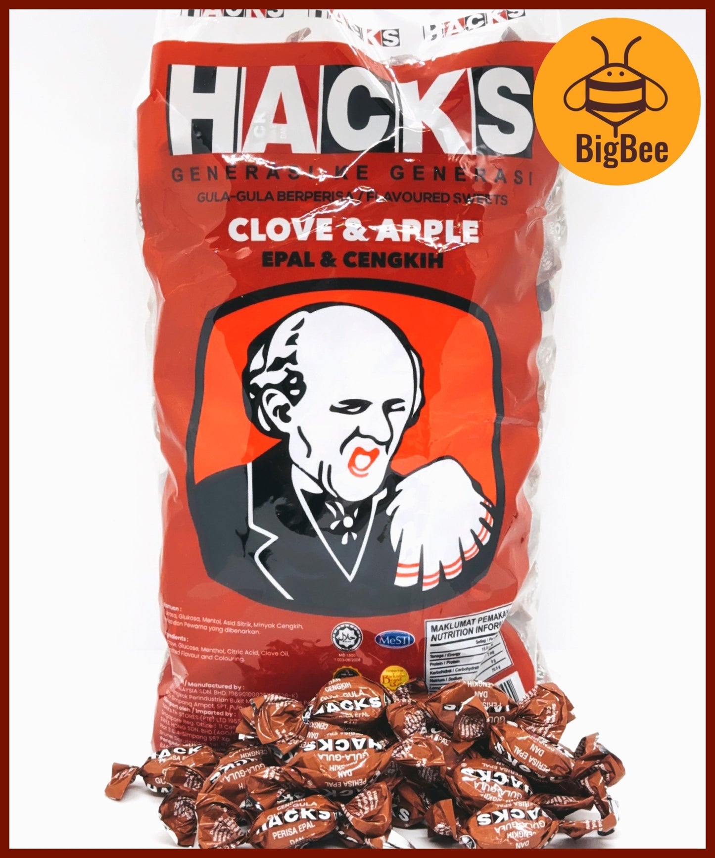 Hacks Candy - 1.8kg/pkt Classic Regular / Honey Lemon / Blackcurrant / Mandarin Ginger / Clove Apple / Halia Limau