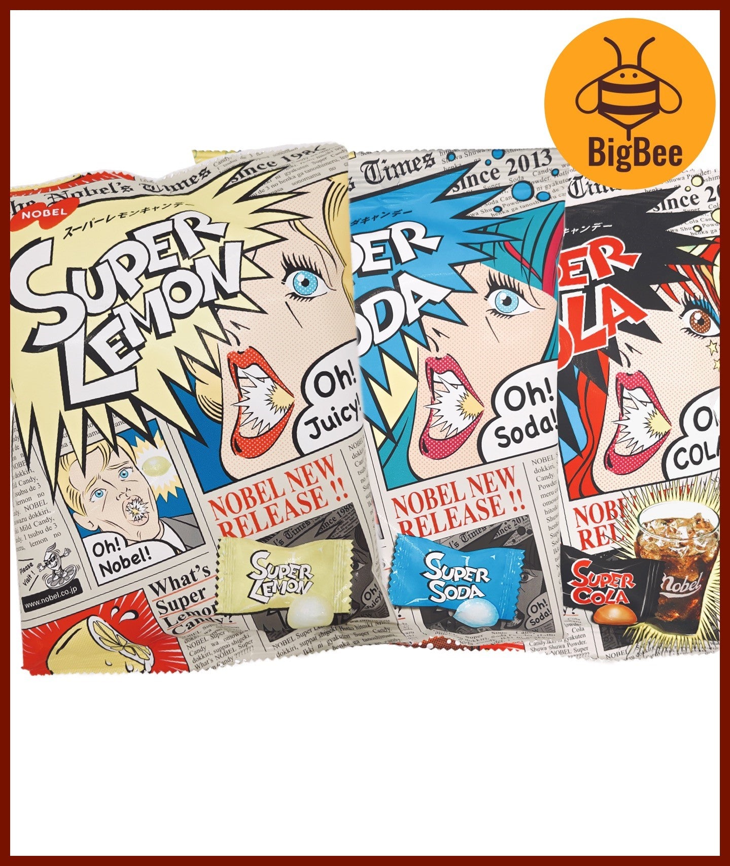 Nobel Candy - 88gram/pack - Super Cola / Super Lemon / Super Soda Nobel Super Sour Candy