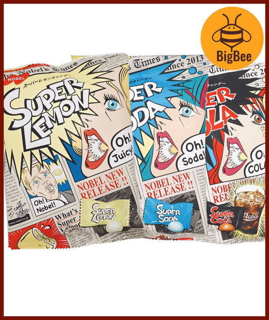 Nobel Candy - 88gram/pack - Super Cola / Super Lemon / Super Soda Nobel Super Sour Candy