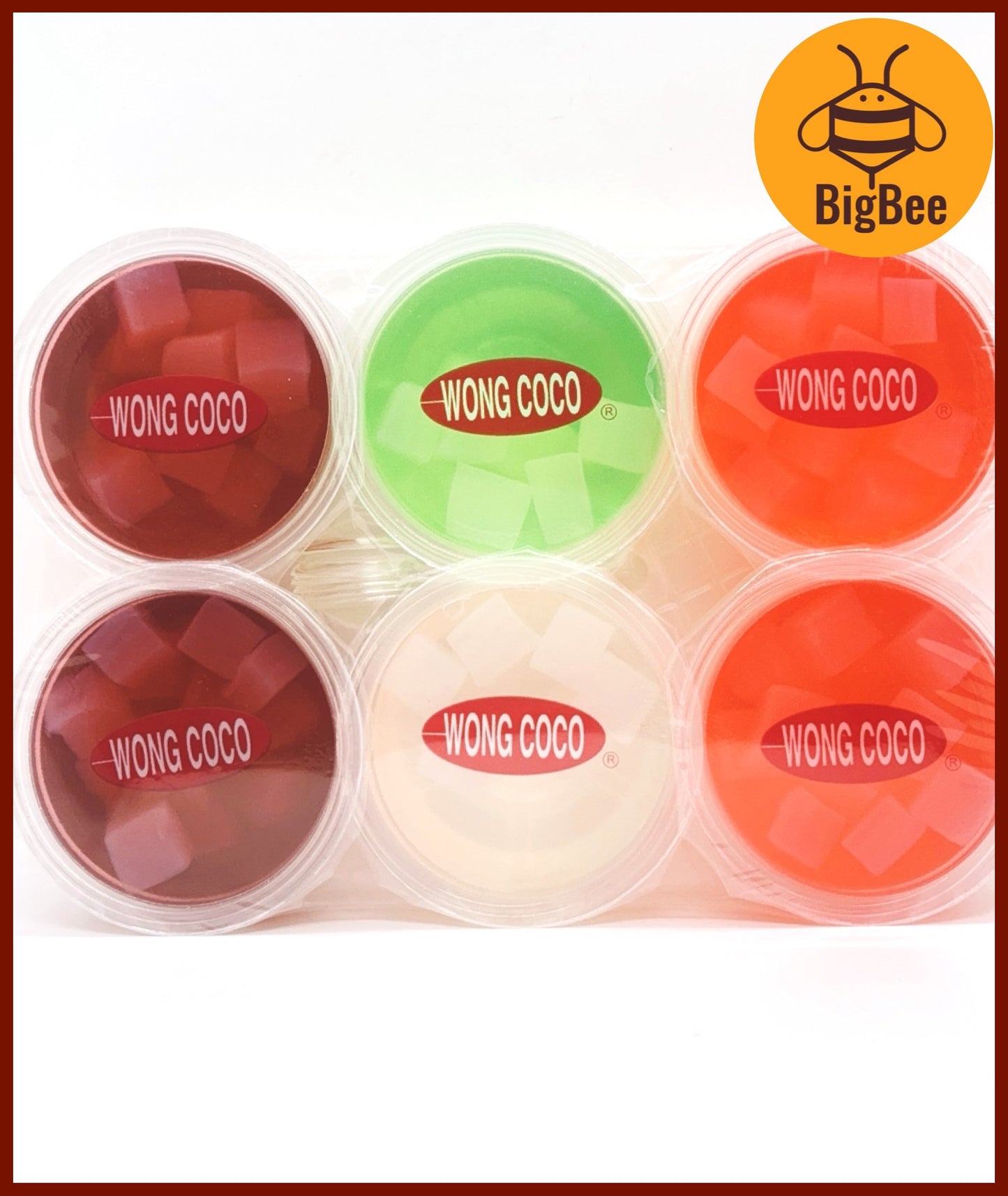WONG COCO - 120g x 6's Jelly with Nata De Coco (Halal) Assorted Flavours (Lychee, Strawberry, Grape, Melon)