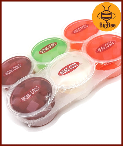 WONG COCO - 120g x 6's Jelly with Nata De Coco (Halal) Assorted Flavours (Lychee, Strawberry, Grape, Melon)