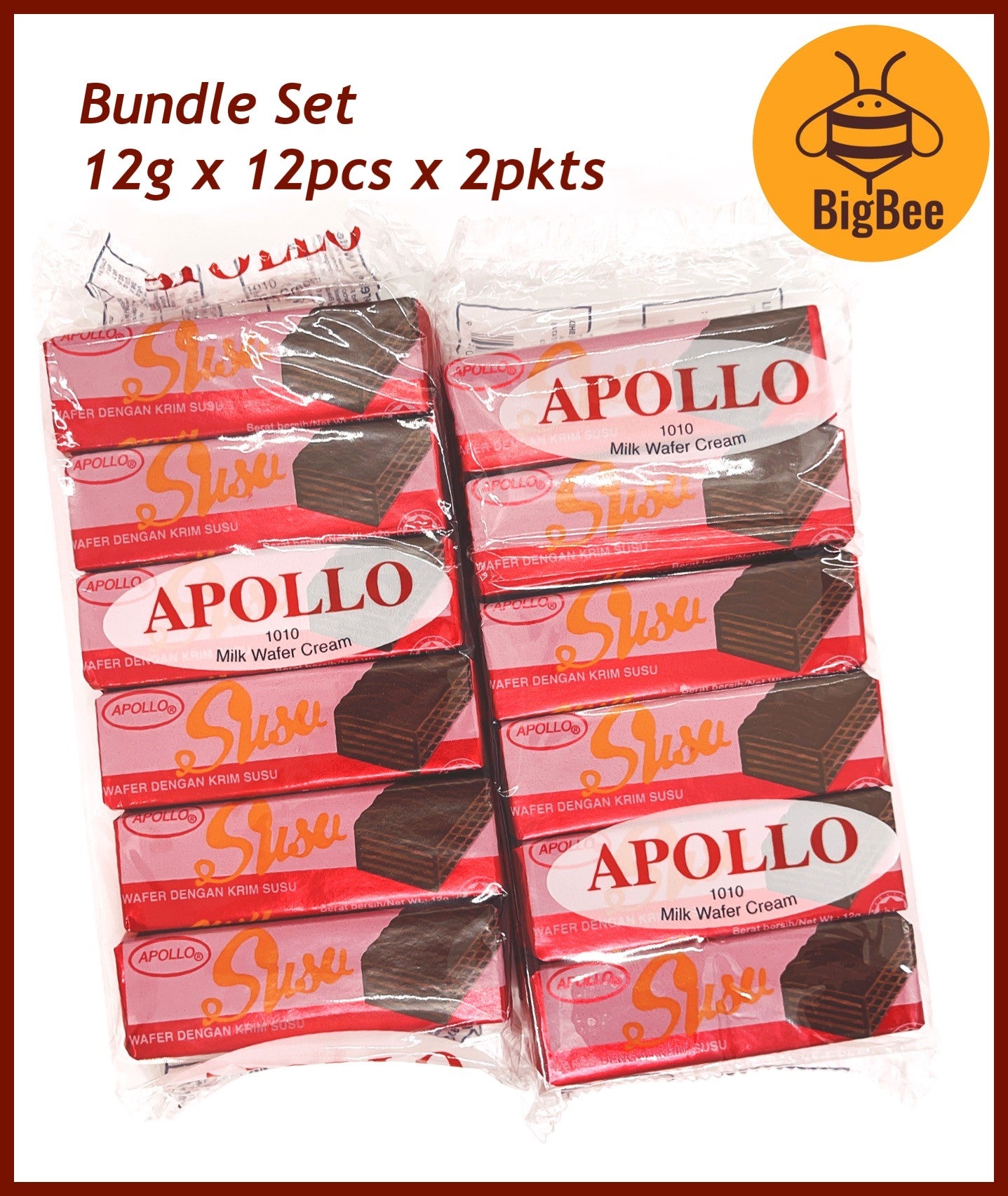 Apollo Wafer - 12g x 24pcs Milk Chocolate Wafer Cream / Milk Wafer Cream