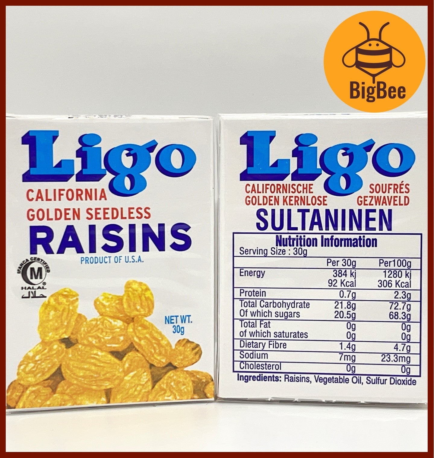 Ligo Raisins - 30g x 4pkts Ligo Brand California Seedless Raisins Golden / Black