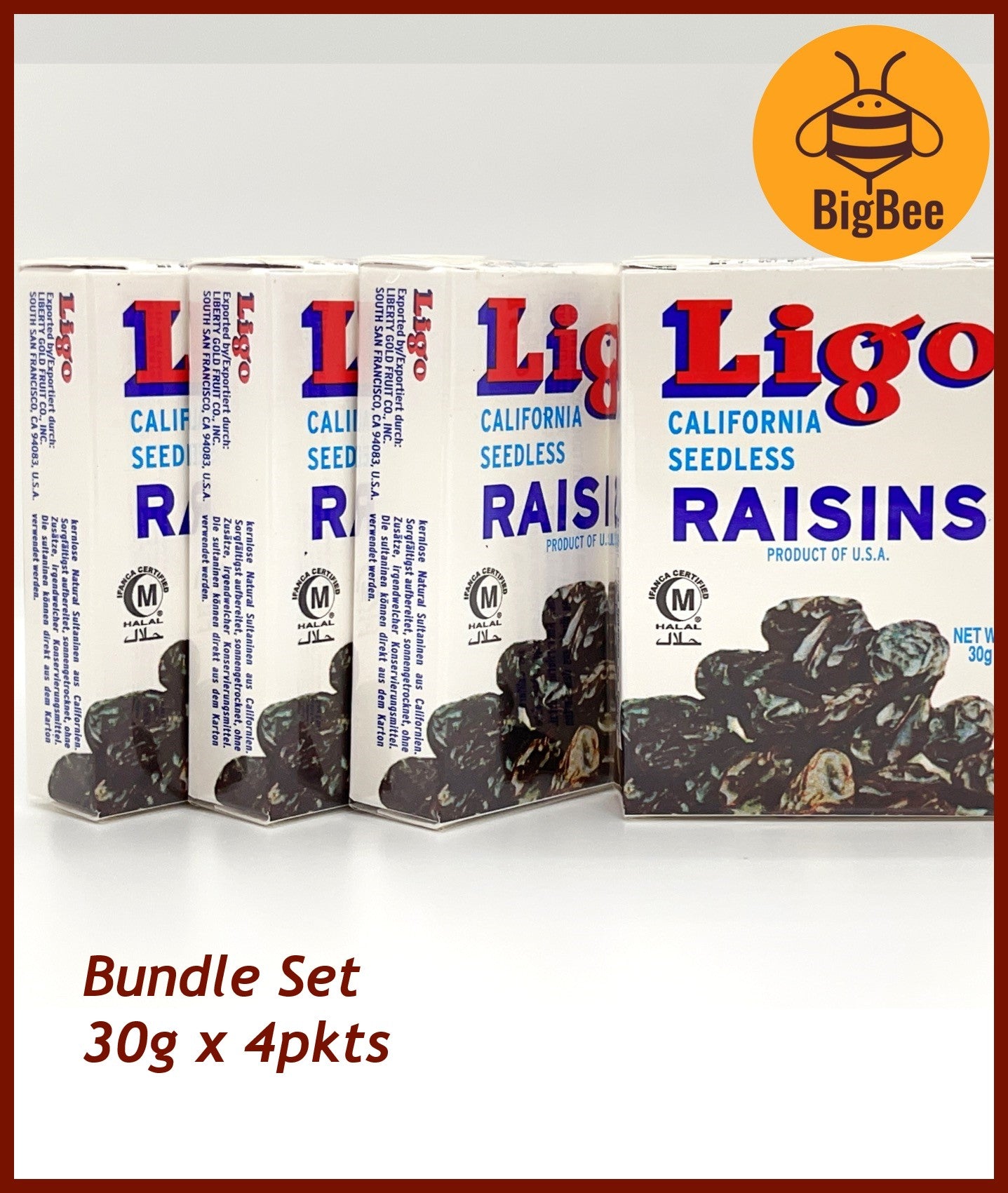 Ligo Raisins - 30g x 4pkts Ligo Brand California Seedless Raisins Golden / Black