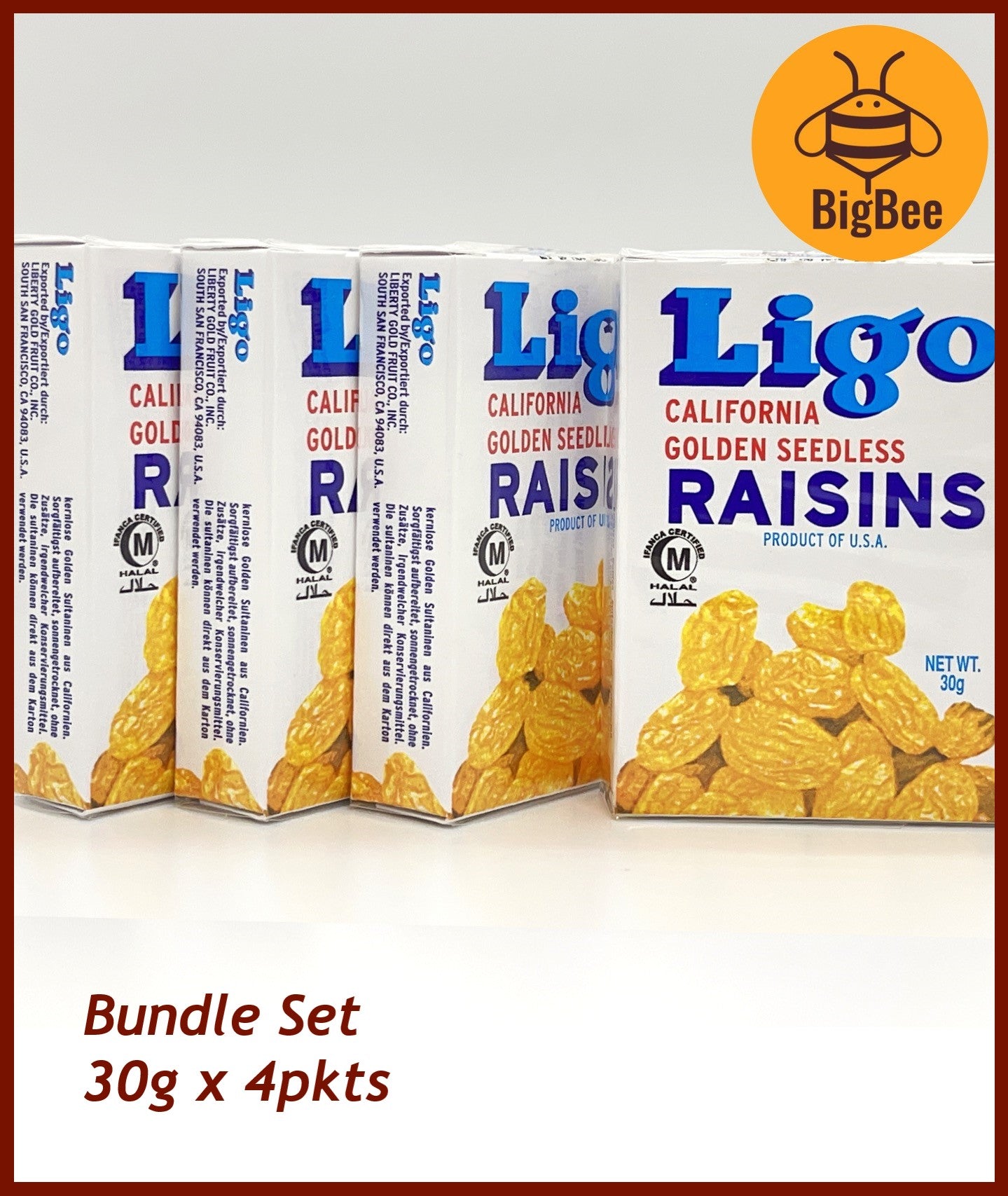 Ligo Raisins - 30g x 4pkts Ligo Brand California Seedless Raisins Golden / Black