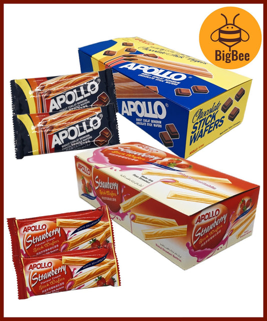 Apollo Stick Wafers - 11g x 10pkts / 11g x 30pkts Apollo Chocolate Sticks / Strawberry Sticks