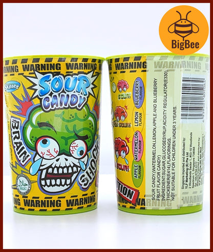 Skisser Brain Shock Sour Candy - 48g Super Sour Candy (Halal) Watermelon, Lemon, Apple, Blueberry Fruit Flavor