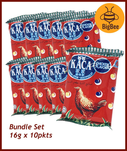 [Bundle 10pkts] KACA Corn Snack Chicken Flavour - 16g x 10pkts Classic Old School Corn Stick Snack
