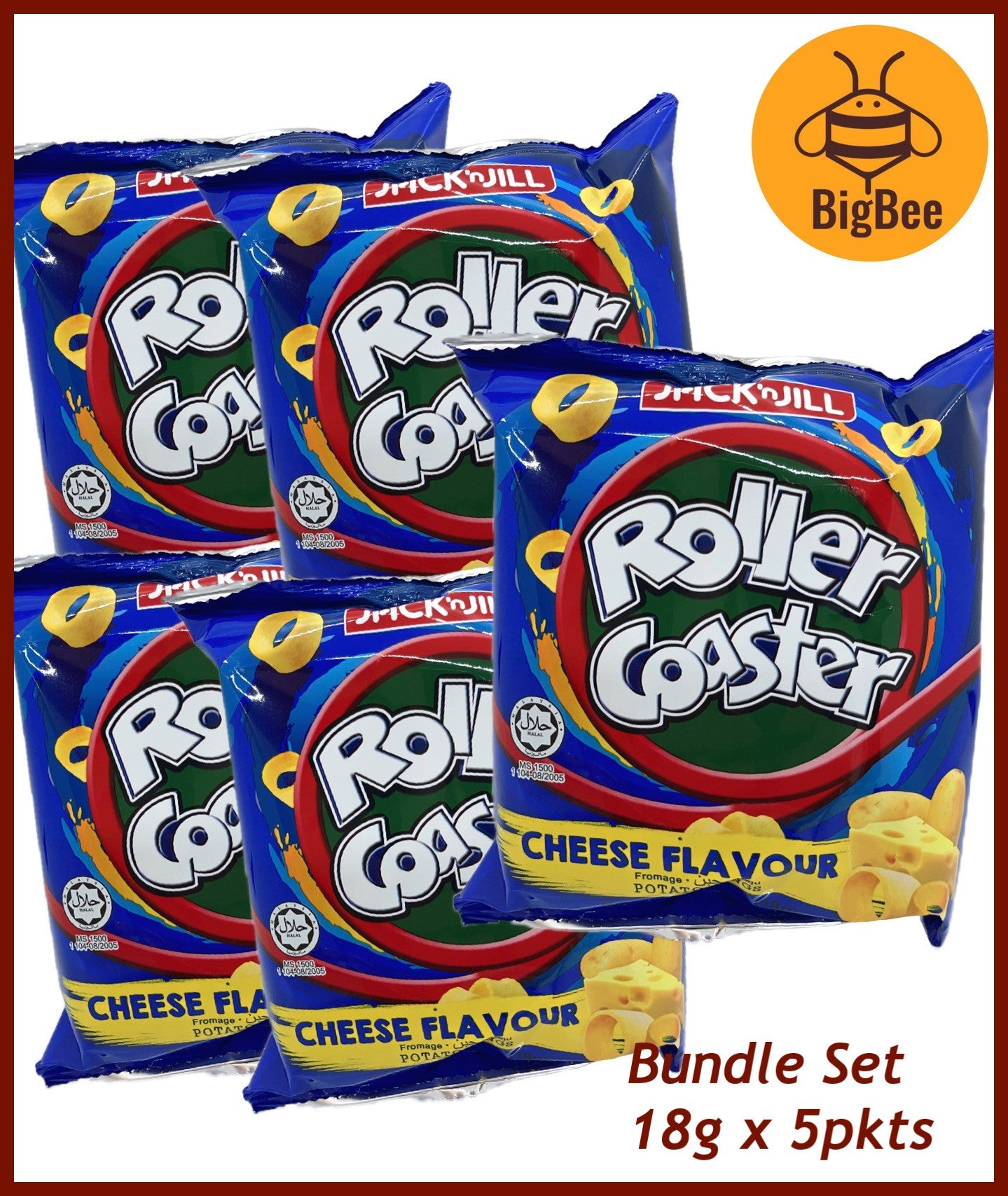 Jack n Jill Roller Coaster - 15-18g x 5pkt Cheese / BBQ Flavour Jack 'n Jill Barbecue / Cheese Flavour Potato Rings