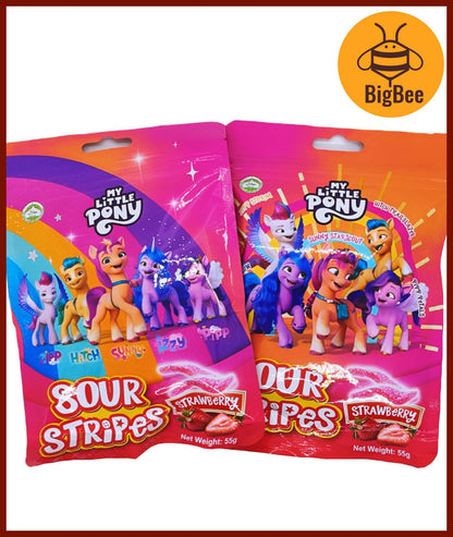 My Little Pony Sour Stripes - 55g x 2pkts Blueberry / Strawberry Sour Gummy Stripes