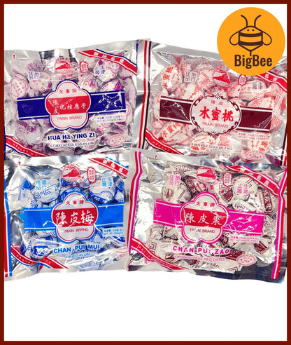 Train Brand Chen Pi - 150g / pack Chan Pui Mei / Hua He Ying Zi / Chan Pui Shui Mi Tao / Chan Pui Zao 陈皮梅 化核应子 陈皮水蜜桃 陈皮枣