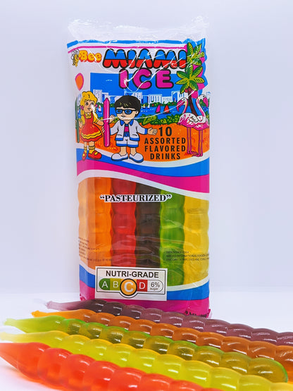 Bee Miami Ice Pop - 90mlx10tubes (Halal) Assorted Flavored Drinks Freeze Pops Stick Ready to Freeze Ice Popsicle