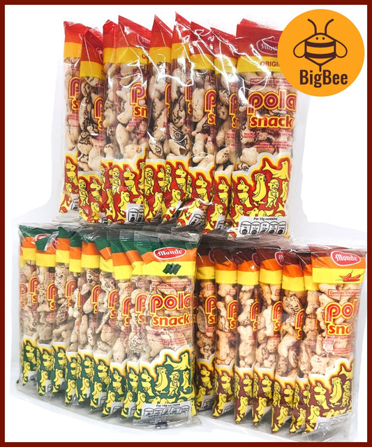 Monde Pola Snack - 15g x 10 Original / Seaweed / Hot & Spicy (Halal) Baked Not Fried Authentic Taste Old School Snacks