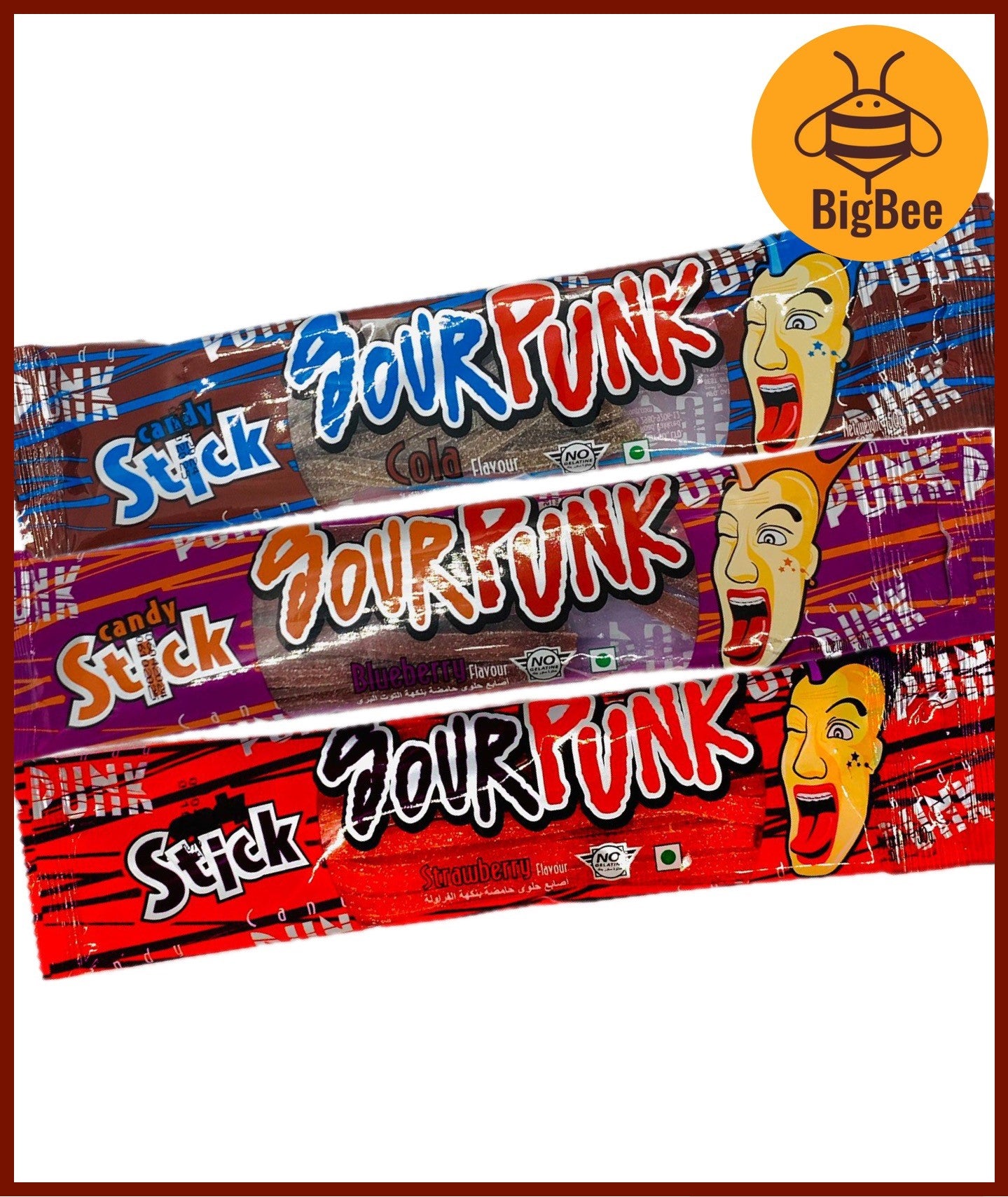 Frit-C Extreme Z Gummy Strips 40g / Sour Punk Stick 50g-Blueberry/Blueraspberry/Cola/Strawberry/Apple NO GELATINE HALAL