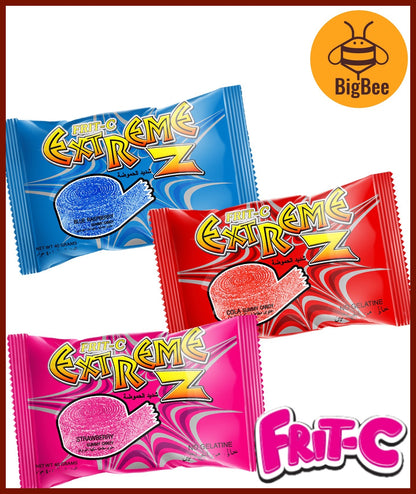 Frit-C Extreme Z Gummy Strips 40g / Sour Punk Stick 50g-Blueberry/Blueraspberry/Cola/Strawberry/Apple NO GELATINE HALAL