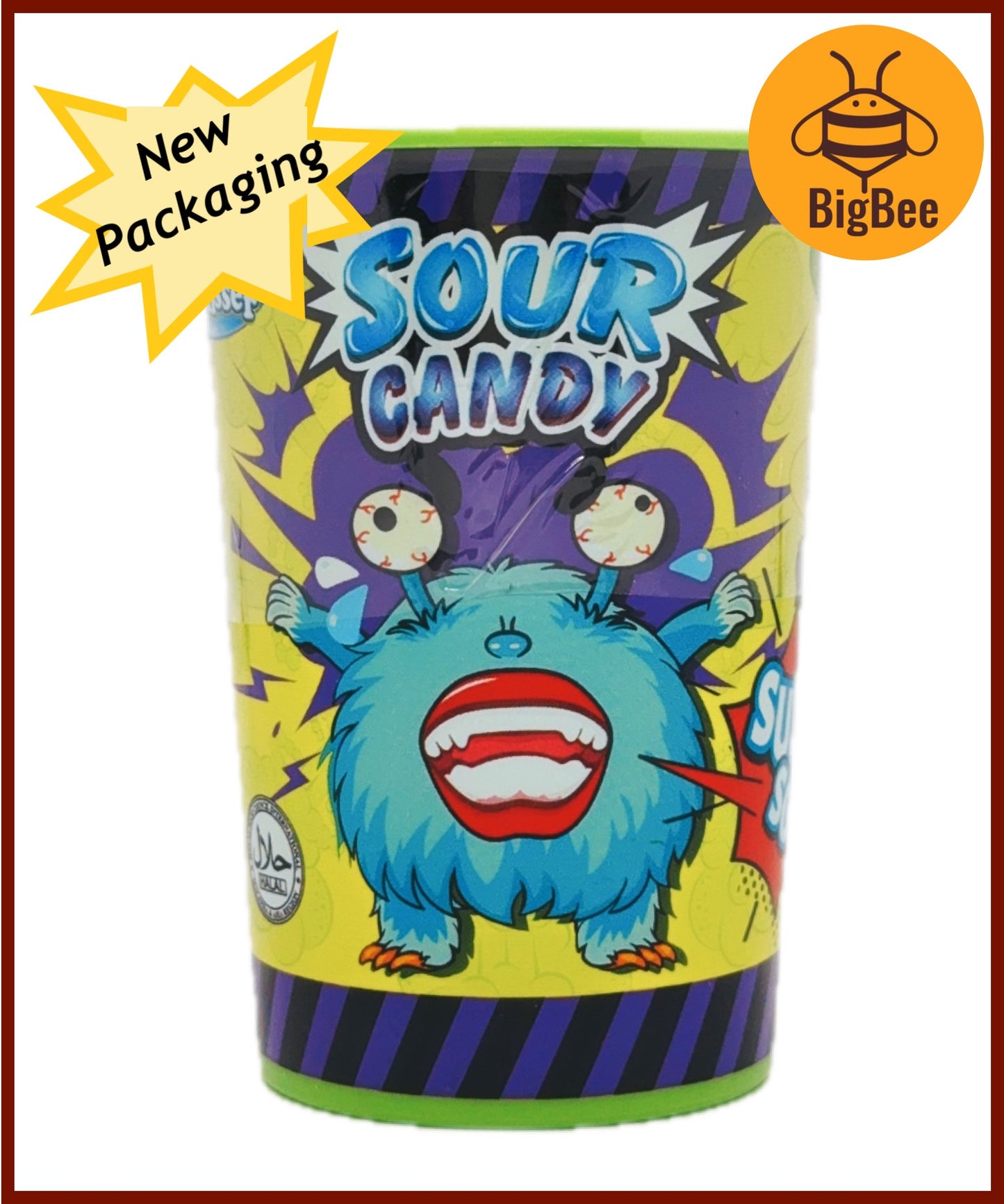 Skisser Brain Shock Sour Candy - 48g Super Sour Candy (Halal) Watermelon, Lemon, Apple, Blueberry Fruit Flavor