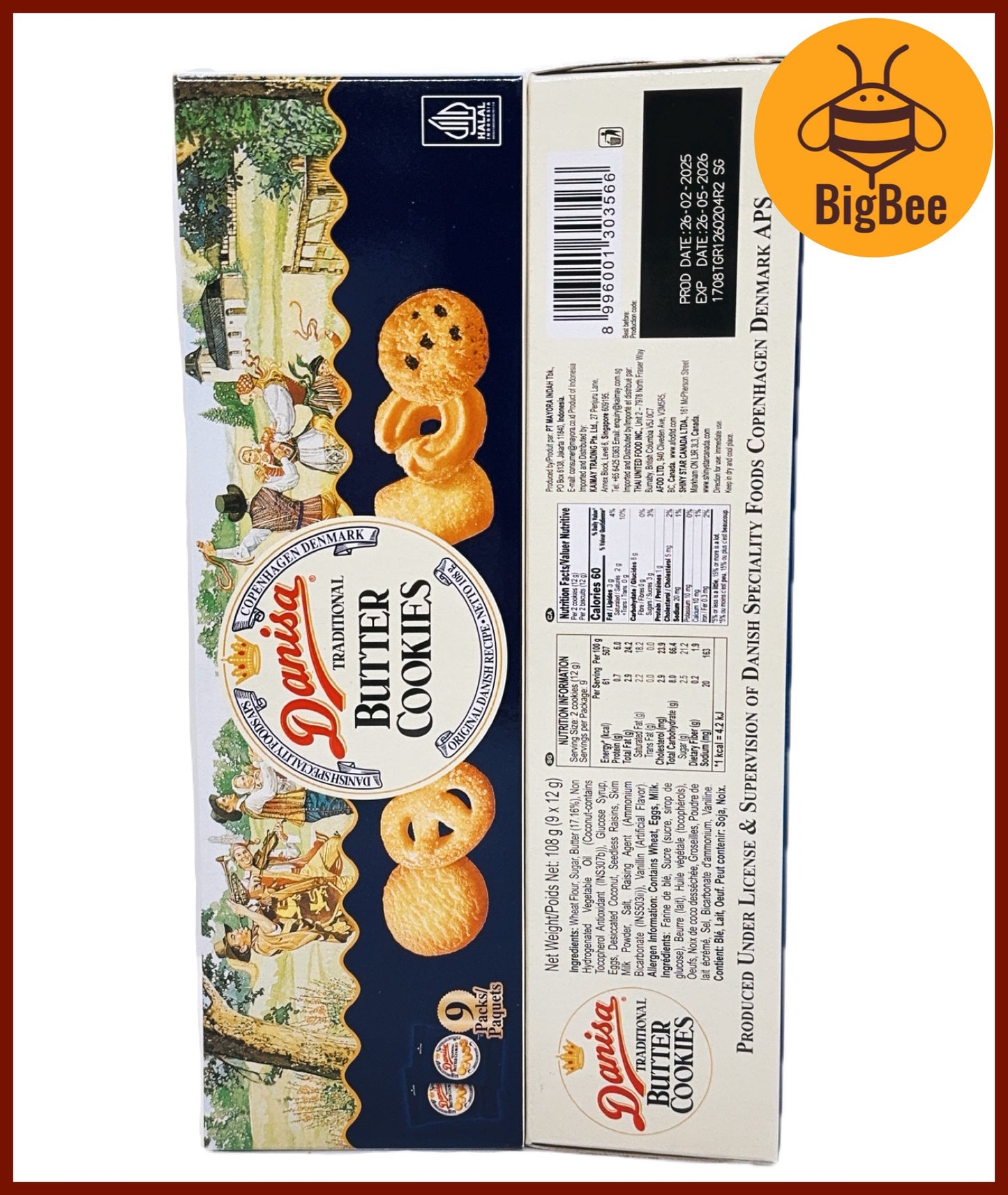 Danisa Butter Cookies - 31gx12packs (372g) / 12gx9packs (108g) (HALAL) Danisa Denish Butter Cookies