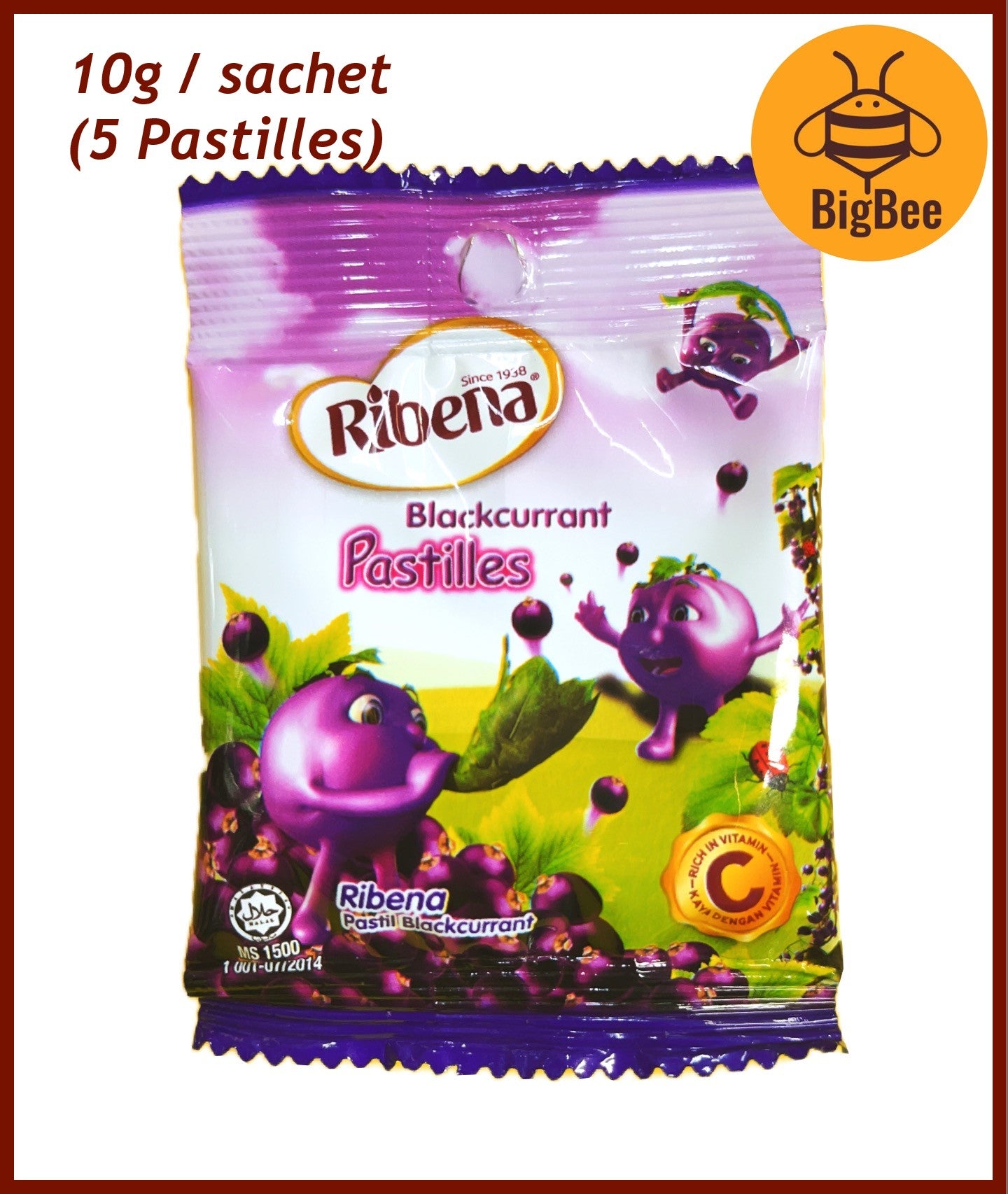 Ribena Blackcurrant Pastilles - 10g / Sachet (5 Pastilles) Ribena Pastil Blackcurrant