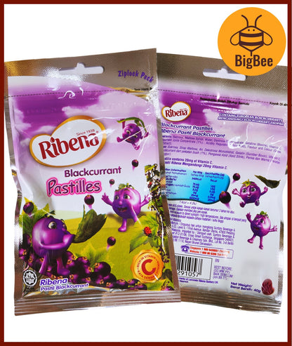 Ribena Blackcurrant Pastilles - 10g / Sachet (5 Pastilles) Ribena Pastil Blackcurrant