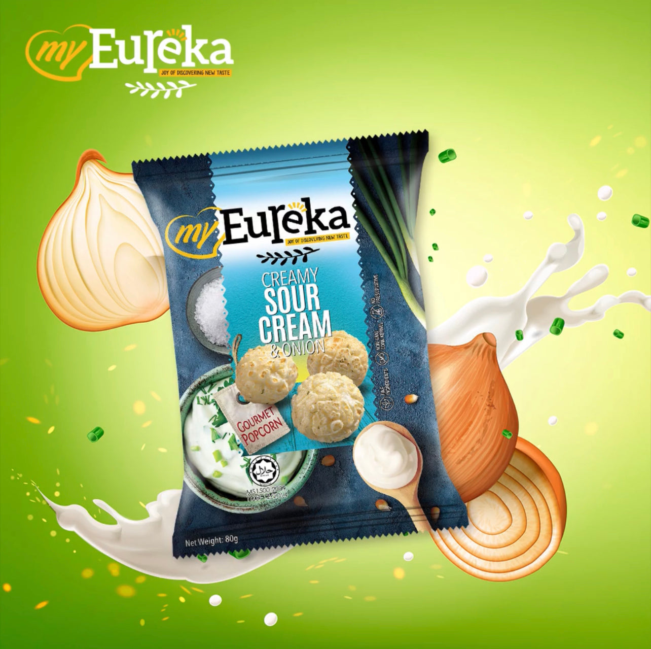 myEureka Gourmet Popcorn - 80g/pack Classic Caramel / Savoury Cheese / Creamy Sour Cream & Onion / Golden Salted Egg