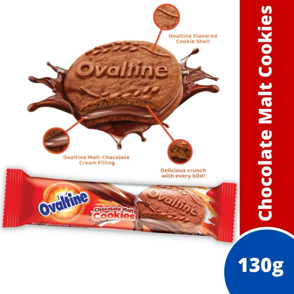 Ovaltine Chocolate Malt Cookies - 30g x 12pkts / 24g x 12pkts / 130g/Slug Sandwich Cookies with Chocolate Malt Cream