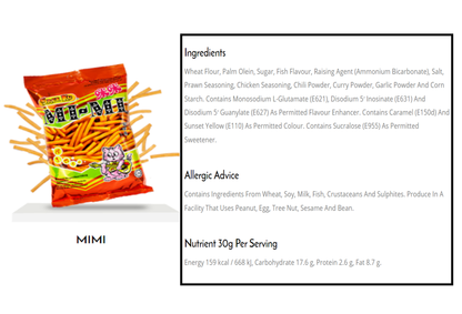 [Bundle 10pkts] Snek Ku - 20g x 10pkts Mi-Mi Prawn / Mi-Mi Garlic Mi Spicy / Tam Tam / Mi Mi