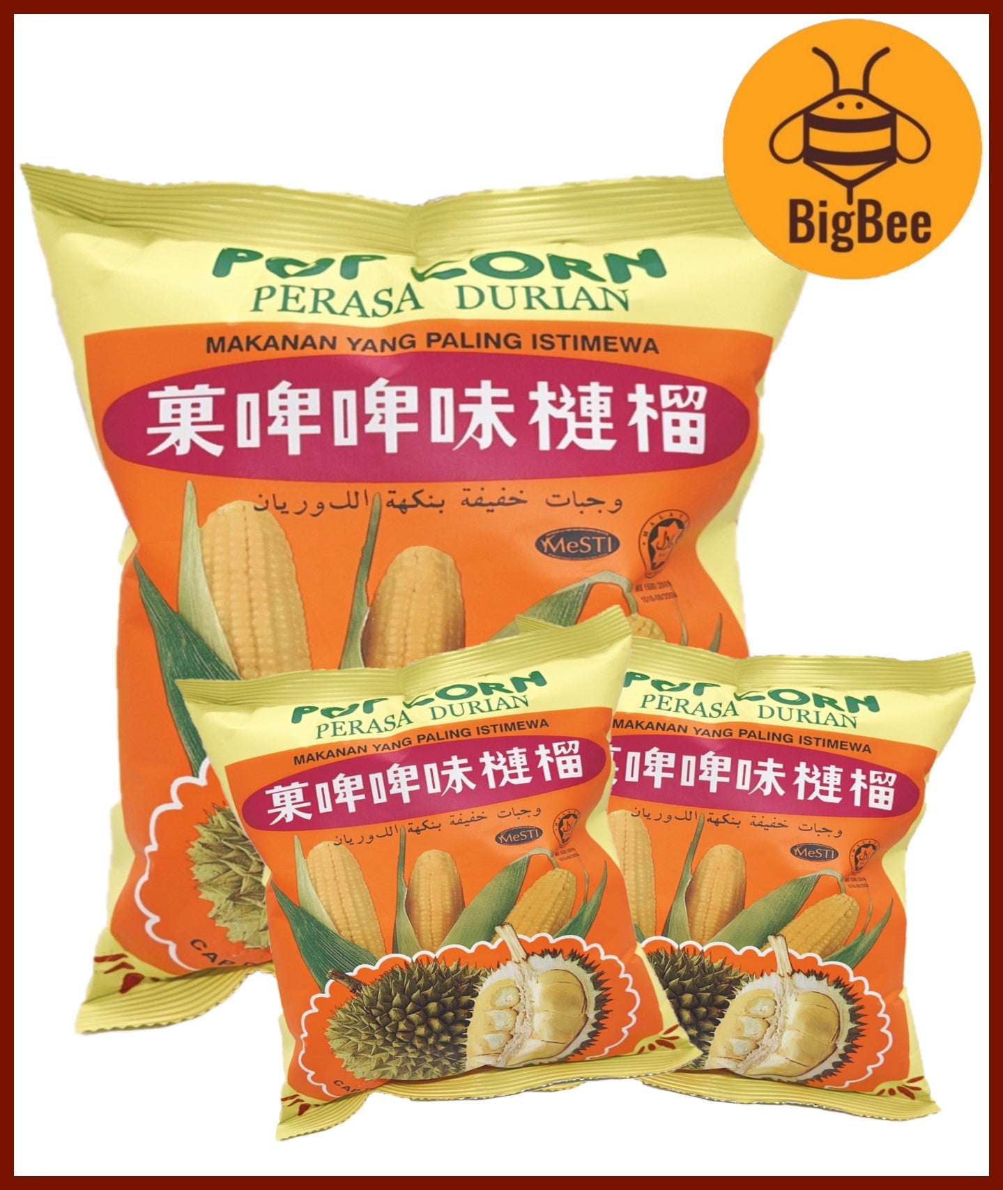 [Bundle] Durian Pop Corn - 70g/pkt, 12g/pkt POP CORN Jagung Perisa Durian (Halal) 菓啤啤榴莲零 Old School Snacks