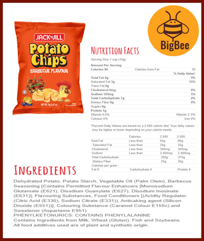 Jack n Jill Potato Chips - 70g/pack BBQ / Salsa Chilli / Spring Onion & Garlic / Nori Seaweed Flavour Jack 'n Jill
