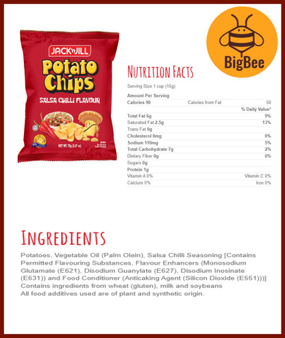 Jack n Jill Potato Chips - 70g/pack BBQ / Salsa Chilli / Spring Onion & Garlic / Nori Seaweed Flavour Jack 'n Jill