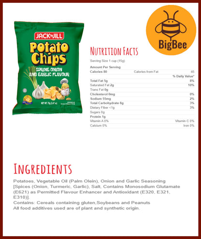 Jack n Jill Potato Chips - 70g/pack BBQ / Salsa Chilli / Spring Onion & Garlic / Nori Seaweed Flavour Jack 'n Jill